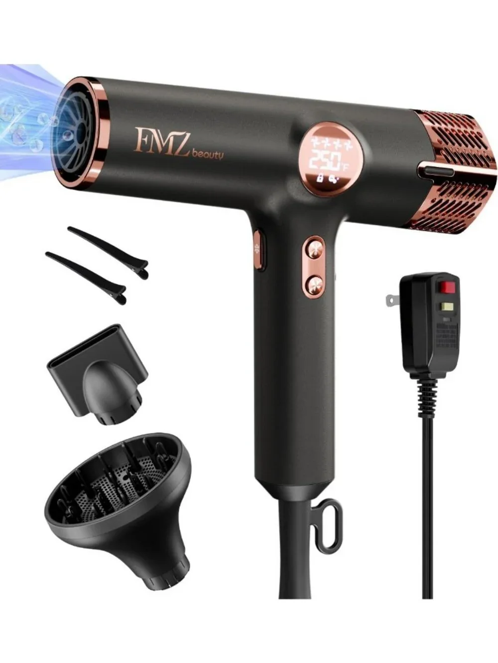 Ionic Hair Blow Dryer with Smart Display, 1875W Fast Drying, Portable & Quiet